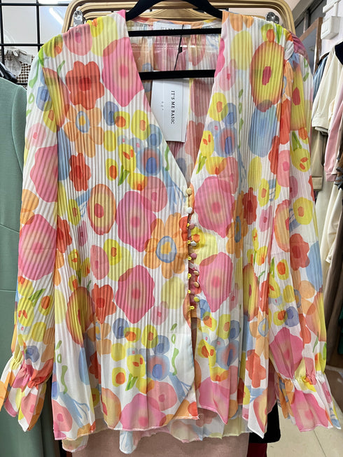 Sprint Floral Print Pleated Shirts